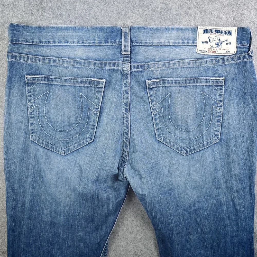 True Religion Jeans Mens 46 Blue Denim Skinny 46x33 Light‎ Wash 100% Cotton